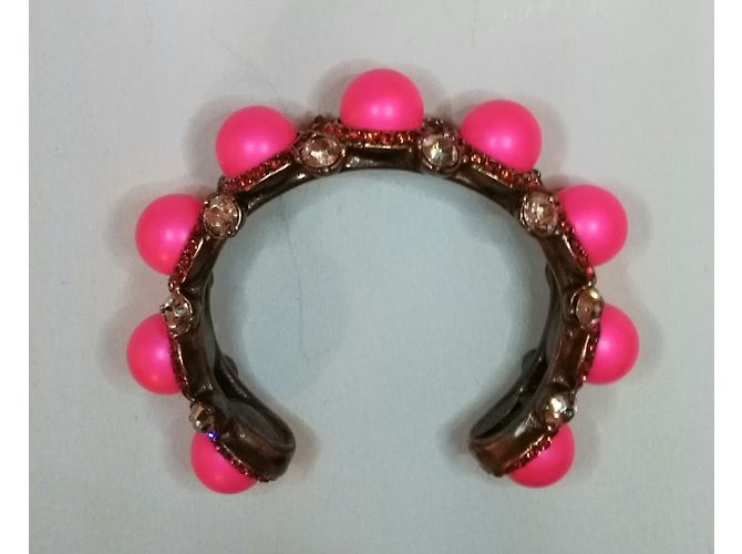 Pulseira Lanvin de Cobre com Contas Rosa e Strass - vista 4