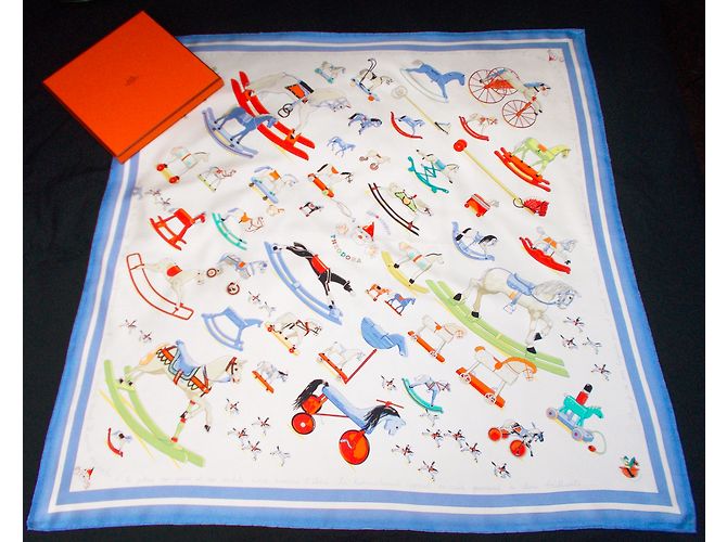 Hermès Silk scarf White Blue Multiple colors - view 11