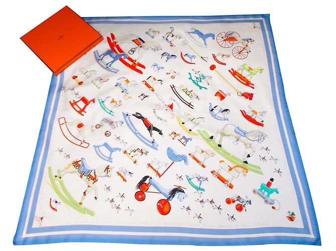Hermès Silk scarf White Blue Multiple colors - view 2