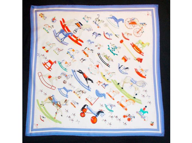 Hermès Silk scarf White Blue Multiple colors - view 3