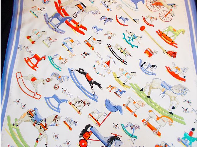 Hermès Silk scarf White Blue Multiple colors - view 4
