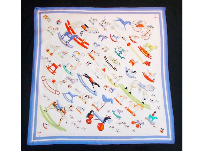 Hermès Silk scarf White Blue Multiple colors - view 6