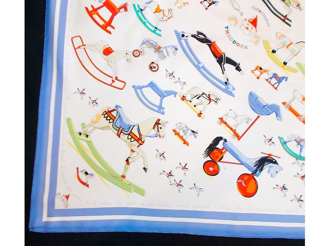 Hermès Silk scarf White Blue Multiple colors - view 7