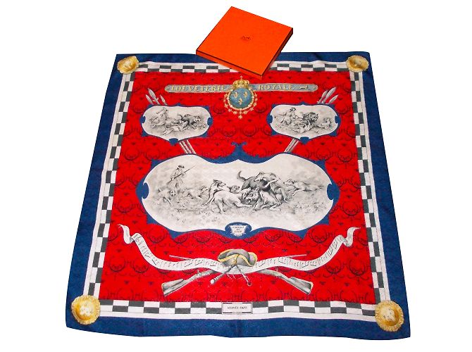 Hermès Louveterie Royale Weiß Rot Blau - Ansicht 2
