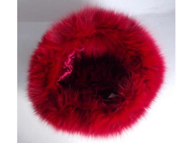 Autre Marque Cappello BAYA Olga Rosso in Lana Cashmere e Pelliccia di Volpe - vista 5