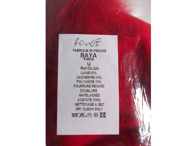 Autre Marque Cappello BAYA Olga Rosso in Lana Cashmere e Pelliccia di Volpe - vista 8