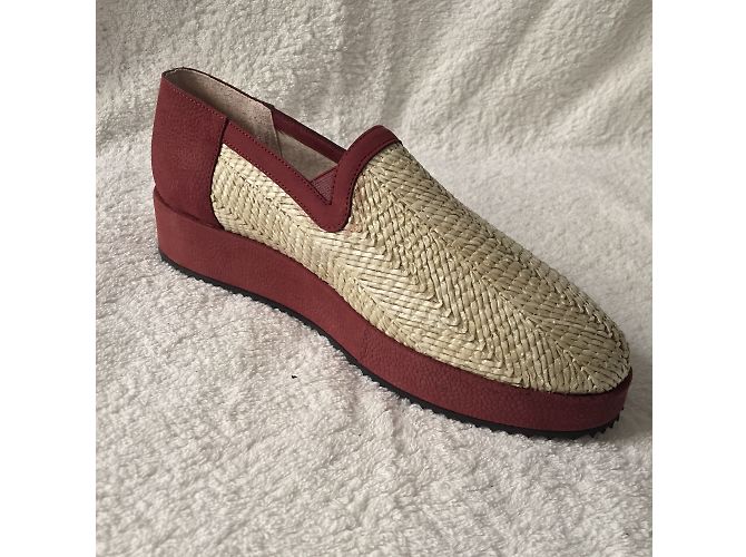 Autre Marque Espadrillas New Kid in pelle bordeaux Bordò - vista 3
