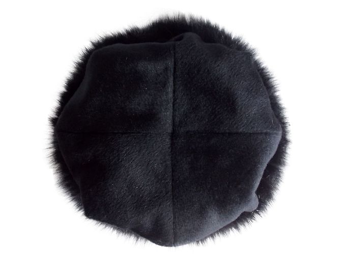 Autre Marque Cappello BAYA POLKA nero in angora con pelliccia di volpe - vista 2