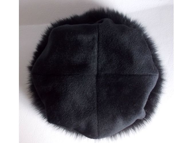 Autre Marque Cappello BAYA POLKA nero in angora con pelliccia di volpe - vista 6