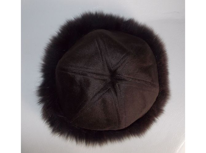 Autre Marque Cappello BAYA Olga Marrone in Angora e Pelliccia di Volpe - vista 5
