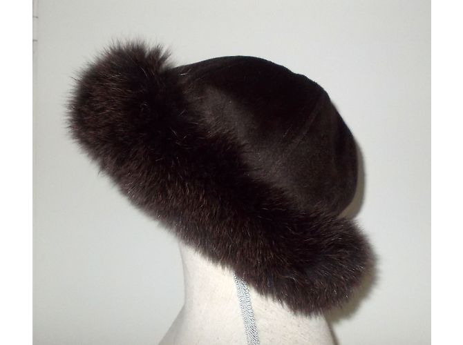 Autre Marque Cappello BAYA Olga Marrone in Angora e Pelliccia di Volpe - vista 6