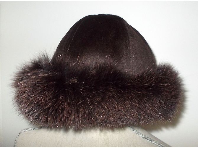 Autre Marque Cappello BAYA Olga Marrone in Angora e Pelliccia di Volpe - vista 7