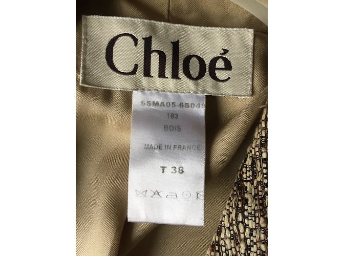 Chloé marrone e ecru mescolano il cappotto aderente - vista 3