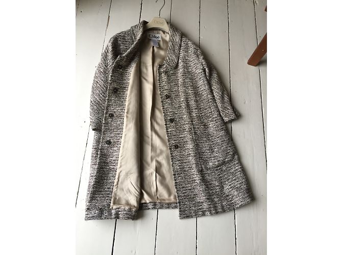 Chloé marrone e ecru mescolano il cappotto aderente - vista 6