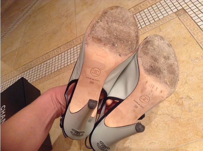 Chanel Blaue Lack Pumps Größe 39 - Ansicht 5