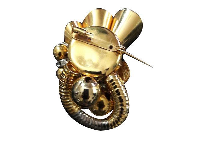 Spilla Azzaro in metallo dorato con pietre Swarovski D'oro - vista 2
