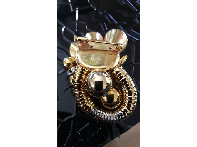 Spilla Azzaro in metallo dorato con pietre Swarovski D'oro - vista 5