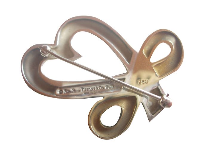 Spilla Tiffany & Co Loving Heart in argento e oro giallo D'oro - vista 2