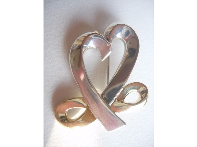 Spilla Tiffany & Co Loving Heart in argento e oro giallo D'oro - vista 3