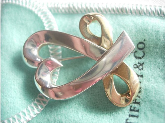Spilla Tiffany & Co Loving Heart in argento e oro giallo D'oro - vista 7