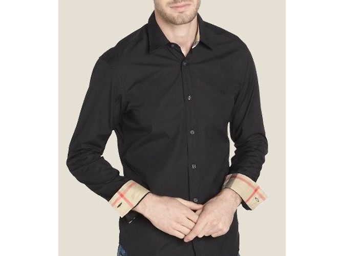 BURBERRY BRIT MEN'S BASIC CASUAL SHIRT BLACK SLIM FIT  LARGE - view 5
