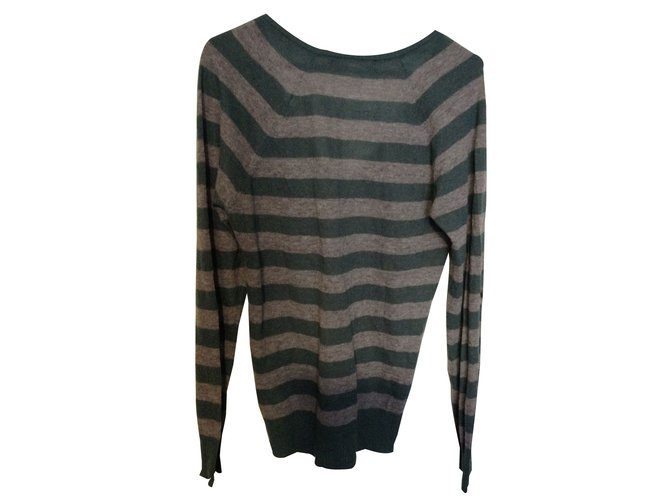 Liu.Jo Gestreifter Pullover aus Alpakawolle Grün - Ansicht 2