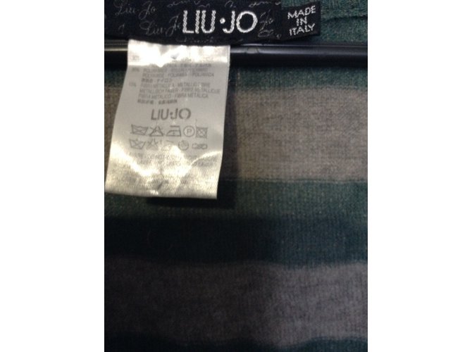 Liu.Jo Gestreifter Pullover aus Alpakawolle Grün - Ansicht 4