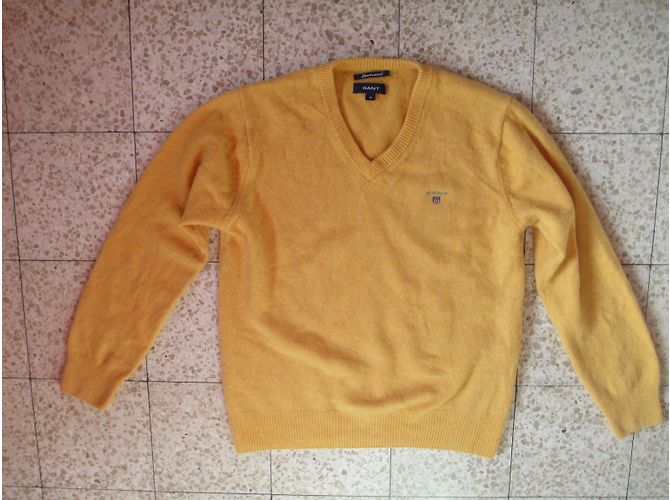 Autre Marque Pull en laine d'agneau jaune moutarde M - vue 3