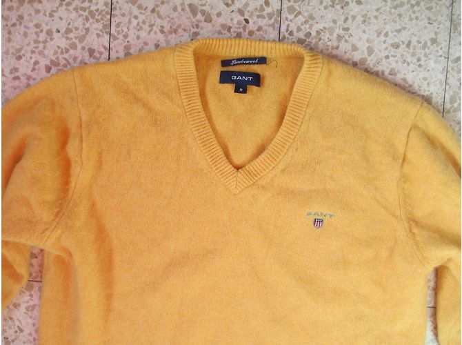 Autre Marque Pull en laine d'agneau jaune moutarde M - vue 7