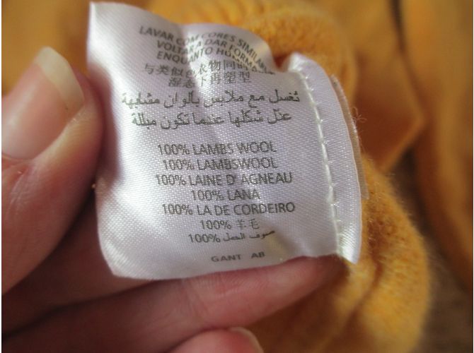 Autre Marque Pull en laine d'agneau jaune moutarde M - vue 8