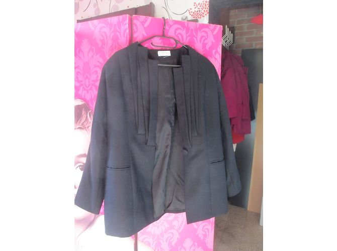 Abrigo negro de lana Emmanuelle Khanh Talla 40 - vista 6