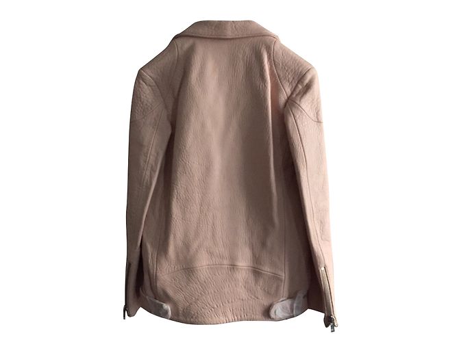 American Retro Bomberjacke aus Leder Pink - Ansicht 2