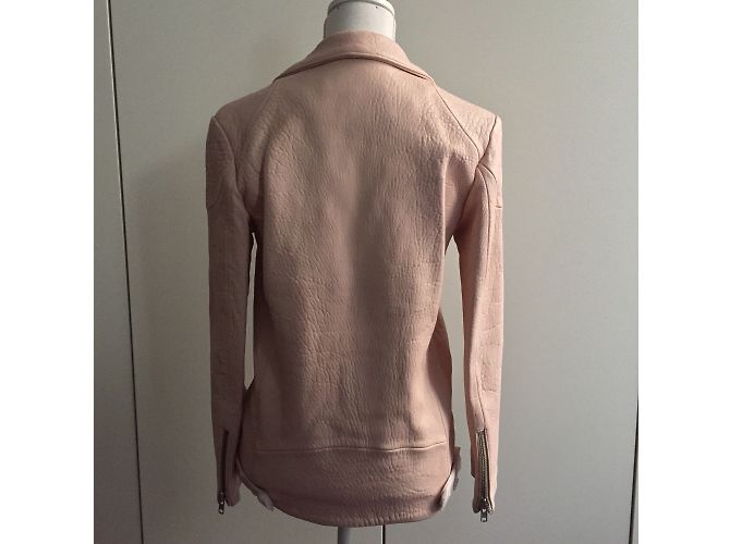 American Retro Bomberjacke aus Leder Pink - Ansicht 4