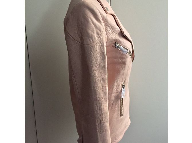 American Retro Bomberjacke aus Leder Pink - Ansicht 5