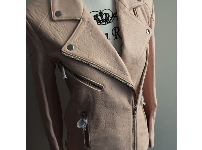 American Retro Bomberjacke aus Leder Pink - Ansicht 6