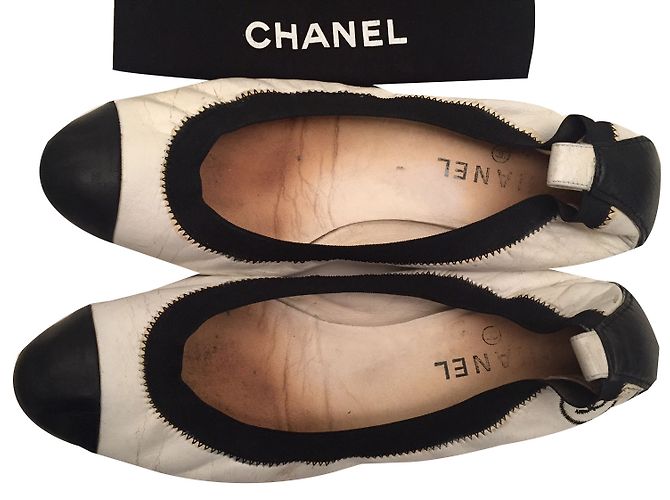 Chanel Bailarinas Negro Blanco - vista 2