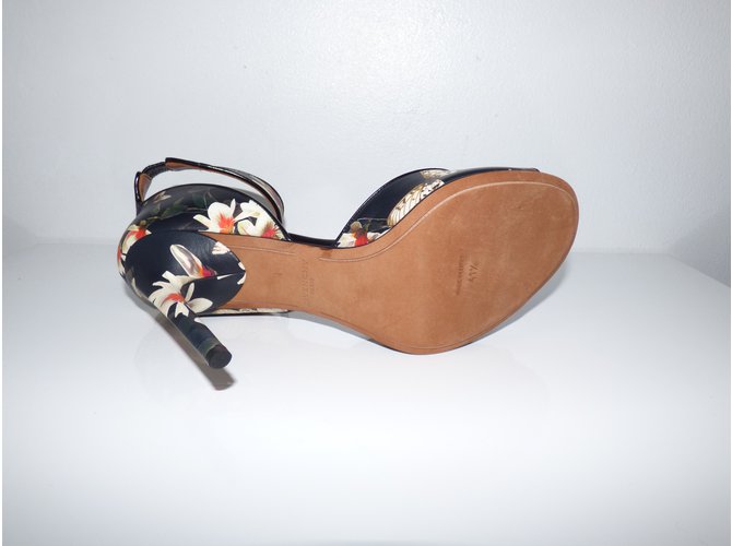 Givenchy Ledersandalen mit Blumenmuster Schwarz Eggshell Mehrfarben Aus weiß - Ansicht 11