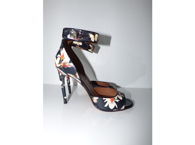 Givenchy Ledersandalen mit Blumenmuster Schwarz Eggshell Mehrfarben Aus weiß - Ansicht 14