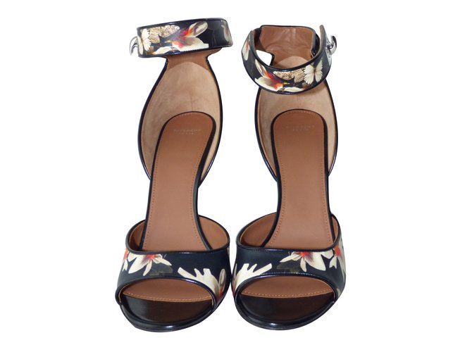 Givenchy Ledersandalen mit Blumenmuster Schwarz Eggshell Mehrfarben Aus weiß - Ansicht 2