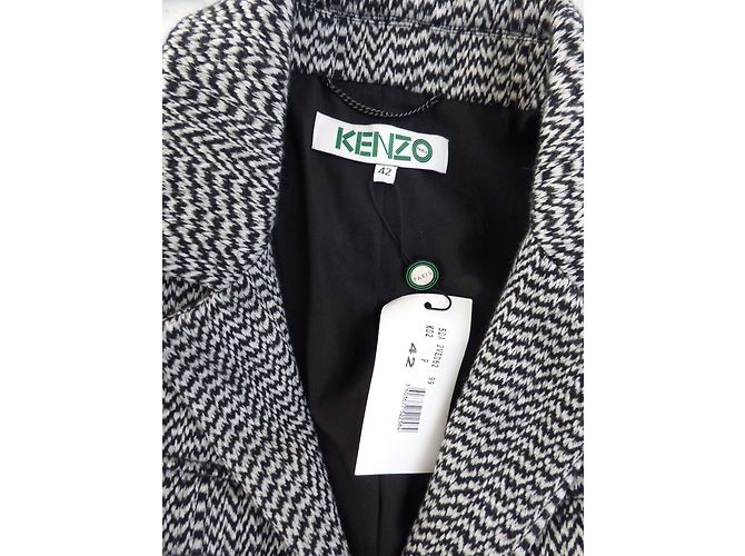 Kenzo White Noise Oversize Blazer aus Wolle Schwarz Weiß - Ansicht 2
