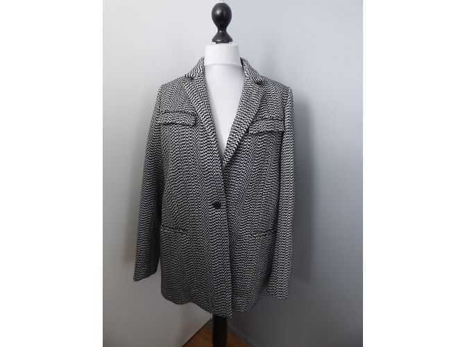 Kenzo White Noise Oversize Blazer aus Wolle Schwarz Weiß - Ansicht 3