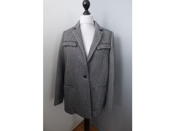 Kenzo White Noise Oversize Blazer aus Wolle Schwarz Weiß - Ansicht 4
