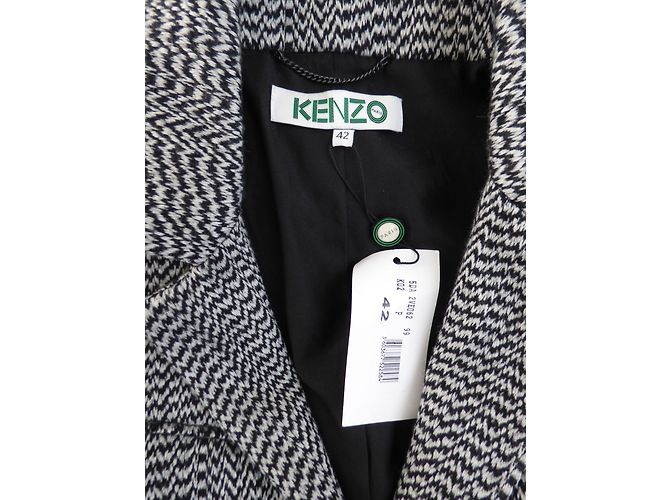 Kenzo White Noise Oversize Blazer aus Wolle Schwarz Weiß - Ansicht 7