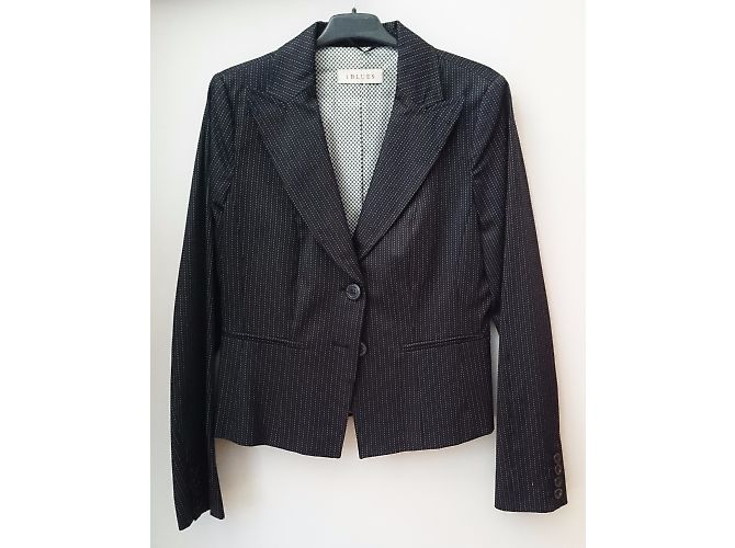 Autre Marque Chaqueta de algodón negra con finas líneas blancas punteadas Negro - vista 2