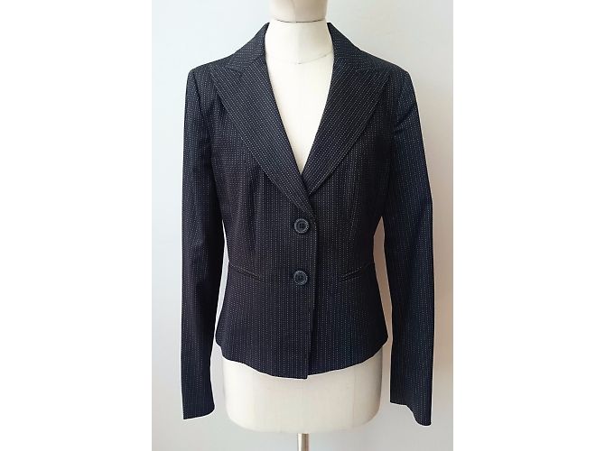 Autre Marque Chaqueta de algodón negra con finas líneas blancas punteadas Negro - vista 3