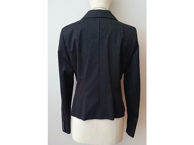 Autre Marque Chaqueta de algodón negra con finas líneas blancas punteadas Negro - vista 4