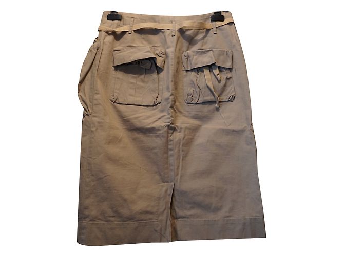 Gonna dritta Isabel Marant in cotone kaki Cachi - vista 2