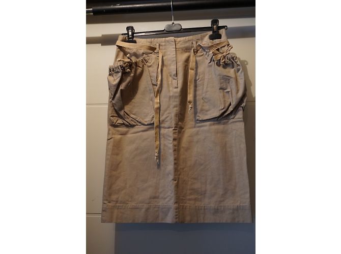 Gonna dritta Isabel Marant in cotone kaki Cachi - vista 3