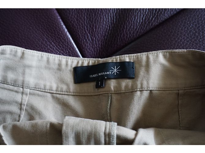 Gonna dritta Isabel Marant in cotone kaki Cachi - vista 5