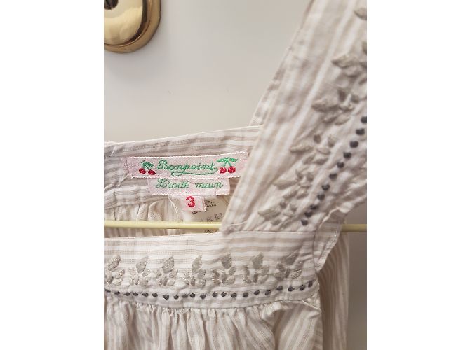 Bonpoint Sommerkleid Beige Baumwolle 3 Jahre - Ansicht 6